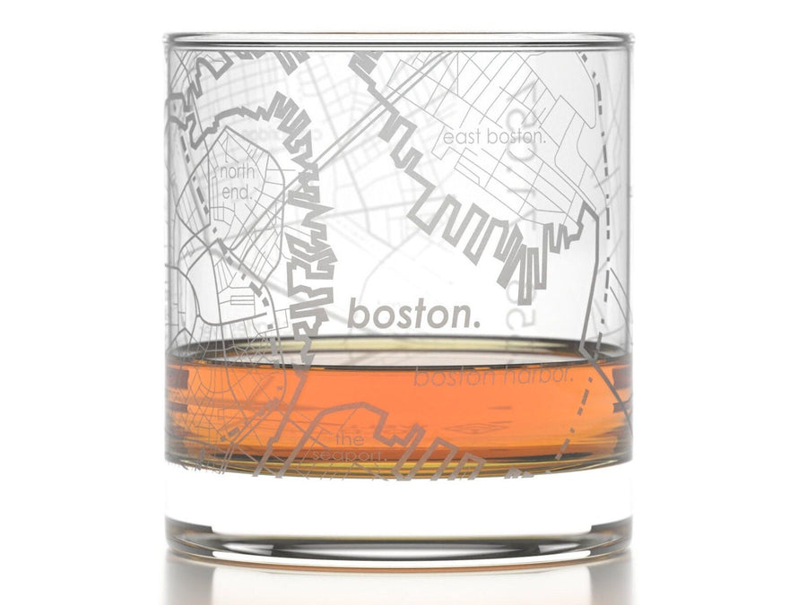 Boston City Map Rocks Glass