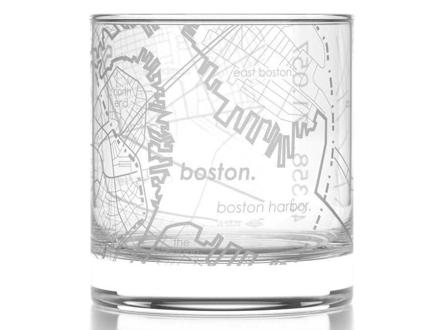 Boston City Map Rocks Glass