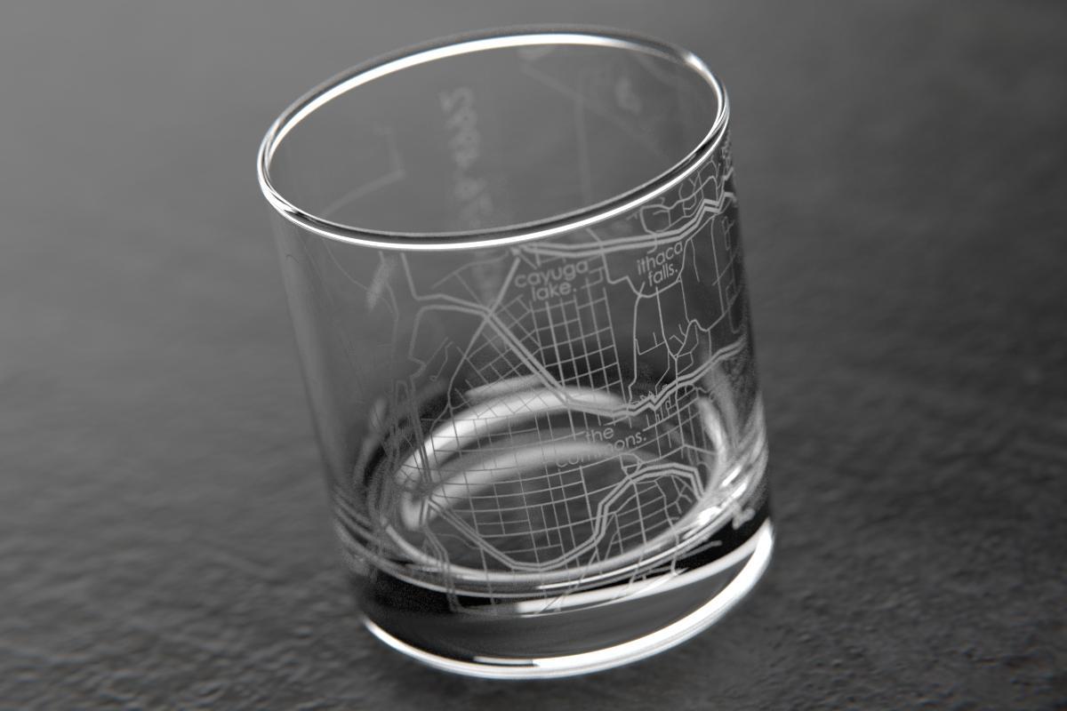 Ithaca NY Map Rocks Glass
