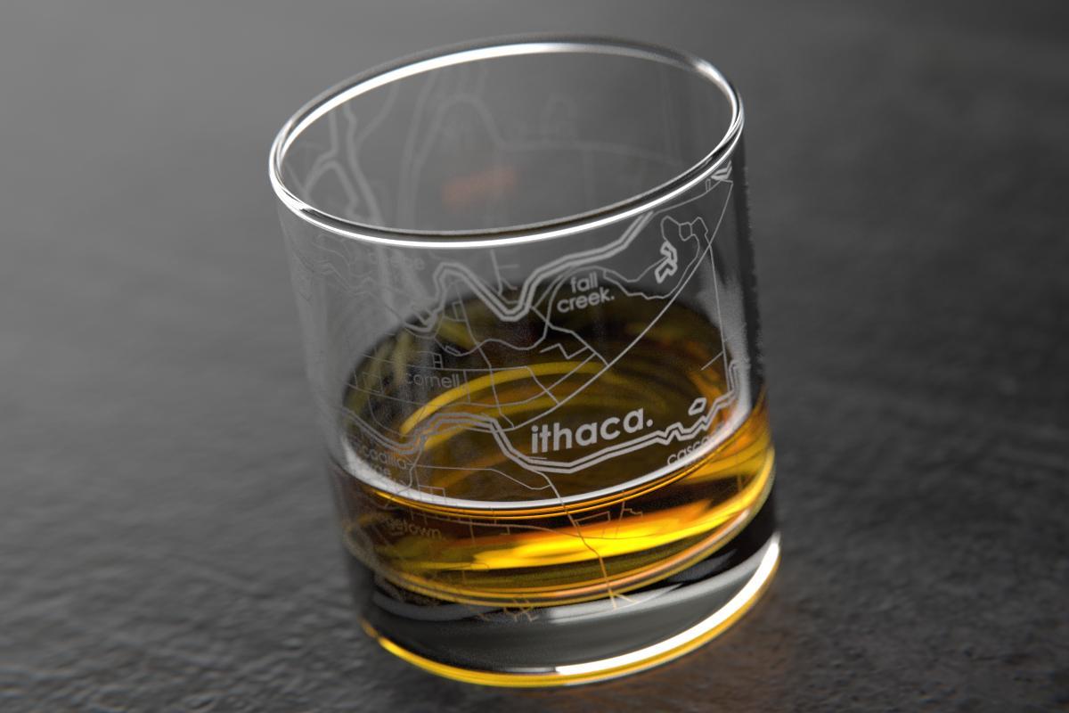 Ithaca NY Map Rocks Glass