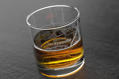 Jacksonville FL Map Rocks Glass