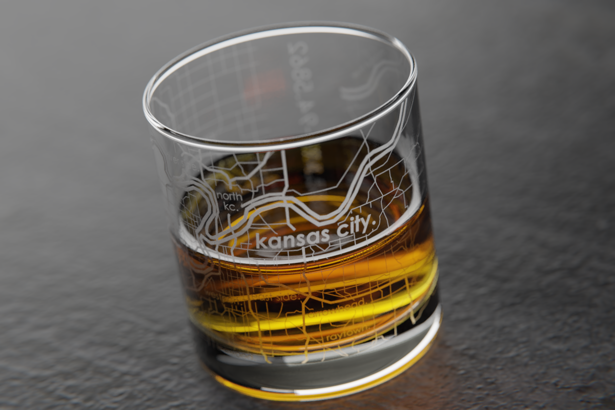 Kansas City Map Rocks Glass