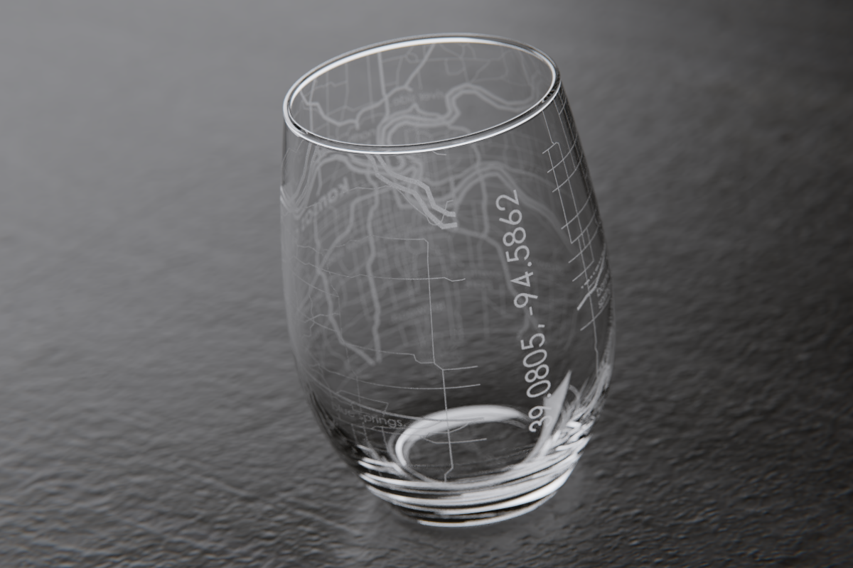 Kansas City Map Stemless Wine Glass