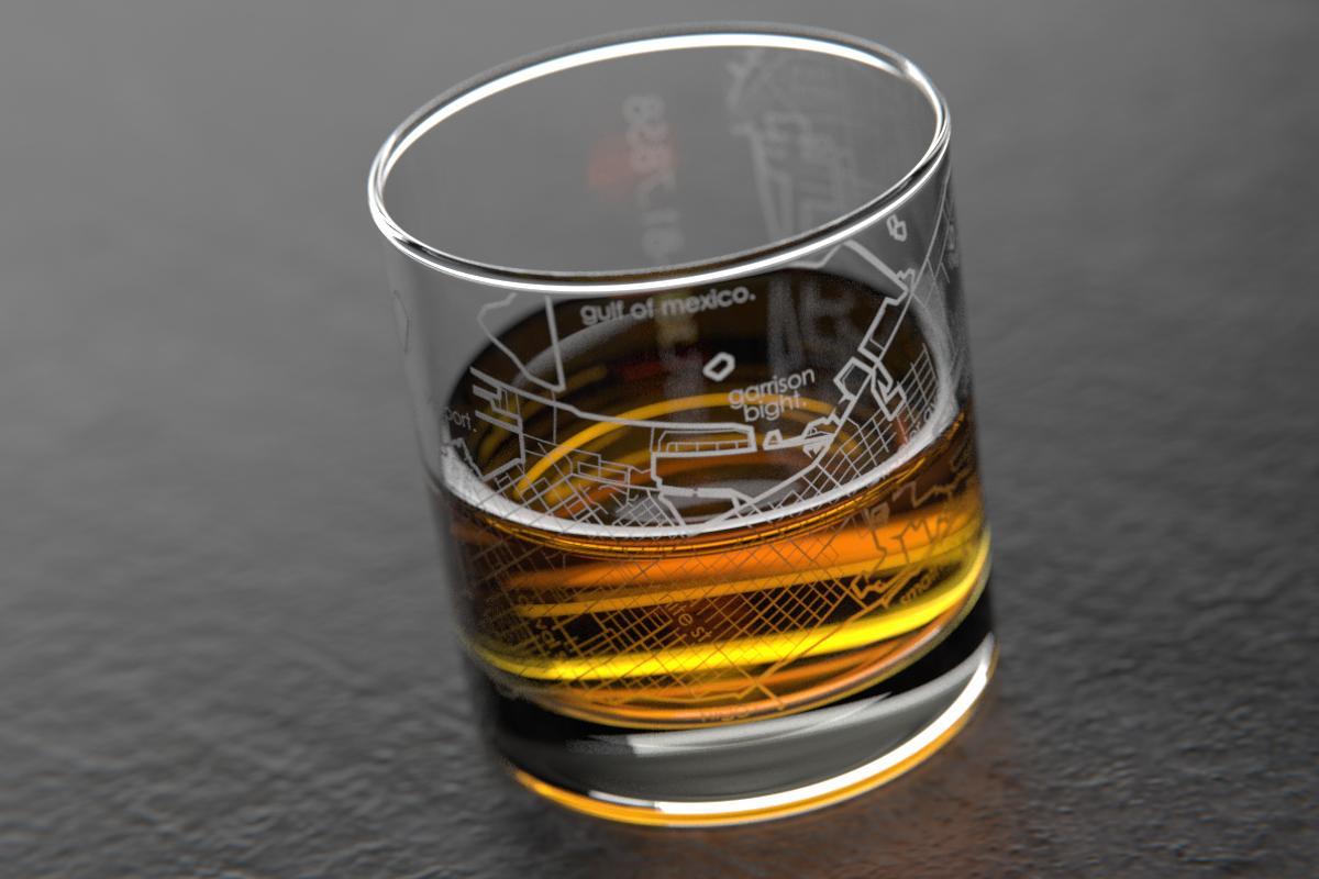 Key West FL Map Rocks Glass