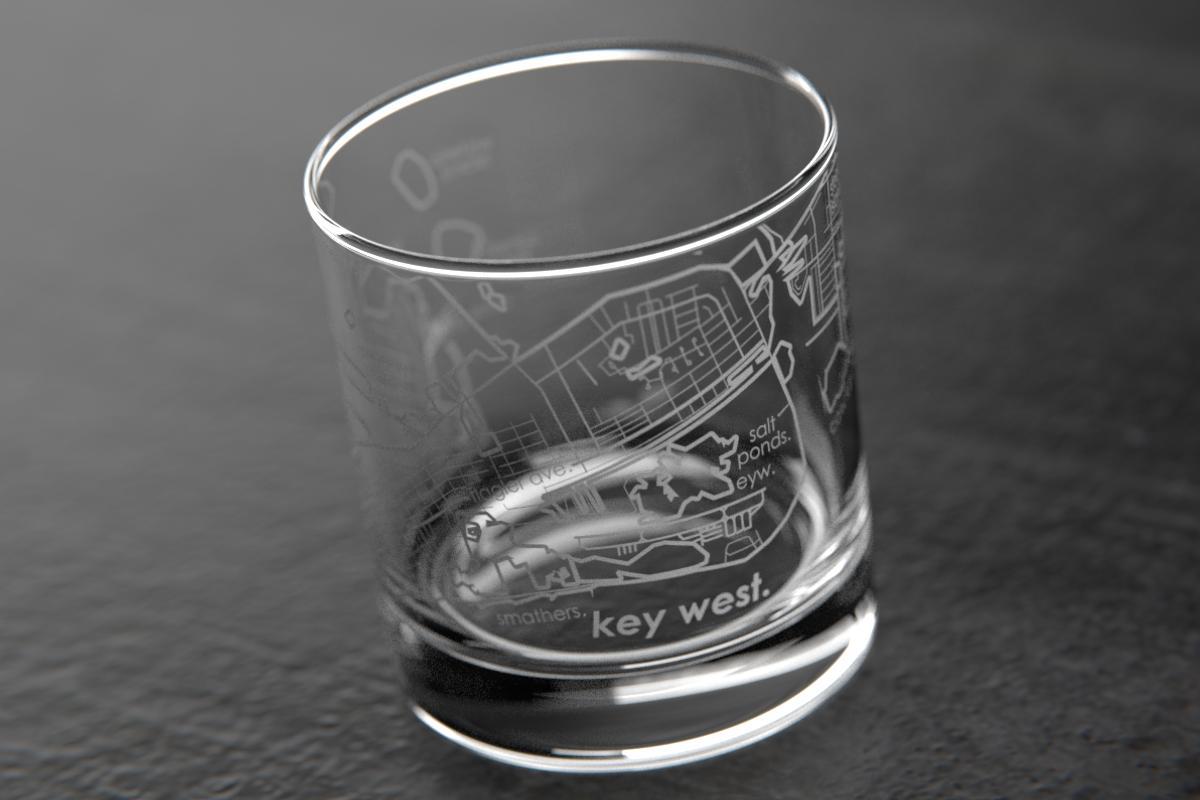 Key West FL Map Rocks Glass