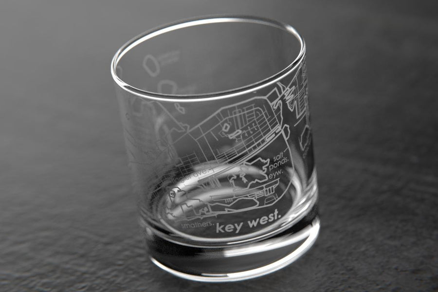 Key West FL Map Rocks Glass