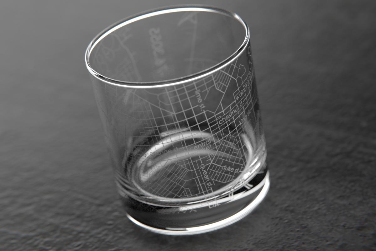 Lancaster PA Map Rocks Glass