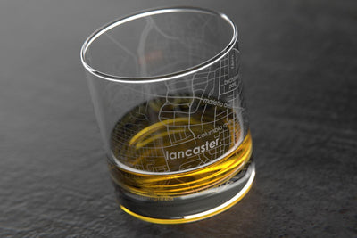 Lancaster PA Map Rocks Glass