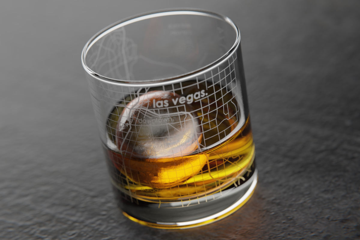 Las Vegas Map Rocks Glass