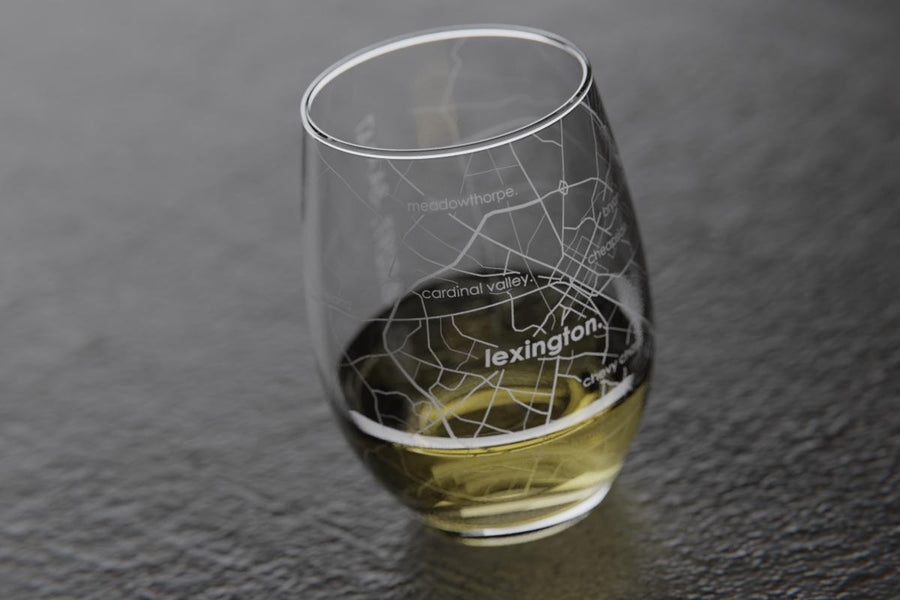 Lexington KY Map Stemless Wine Glass