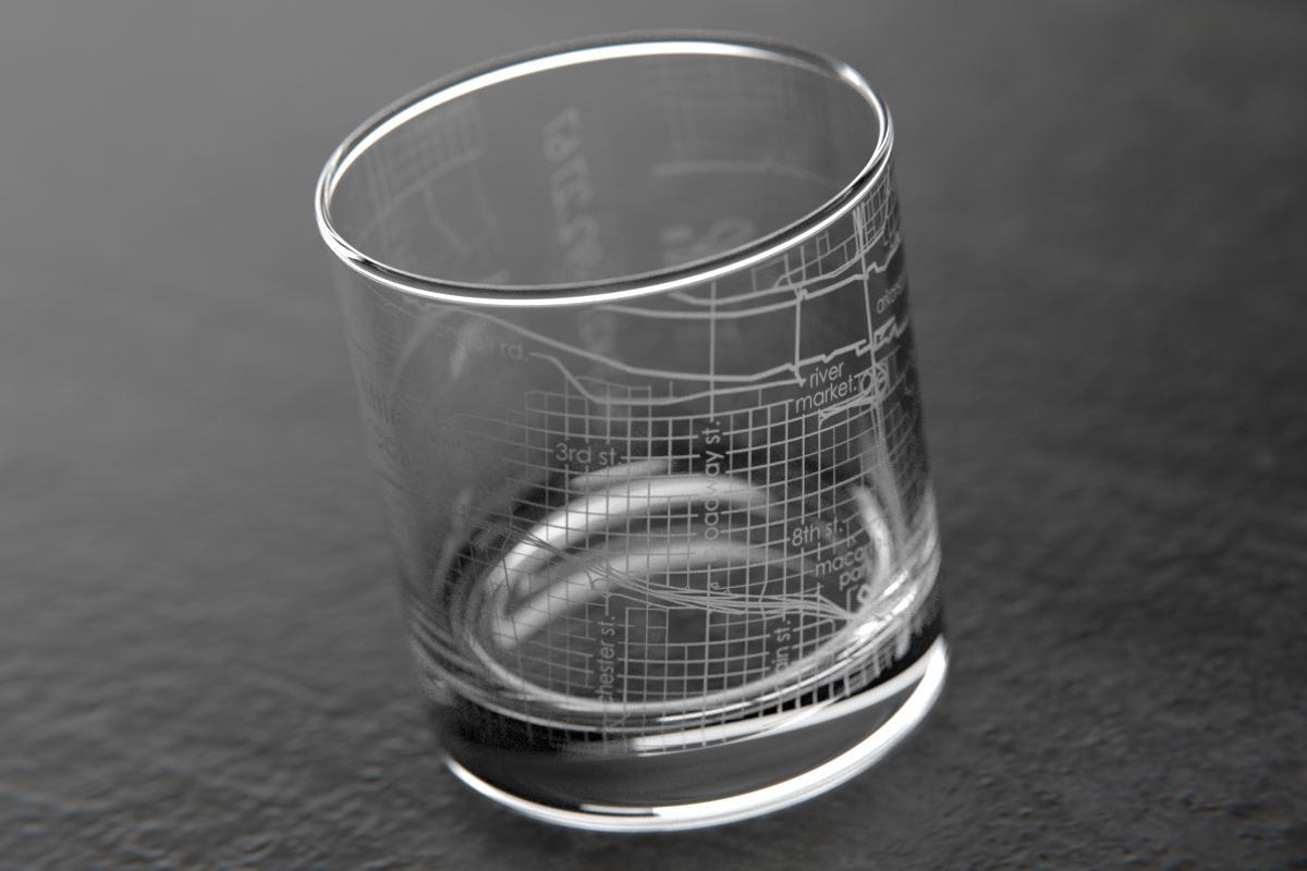 Little Rock AR Map Rocks Glass