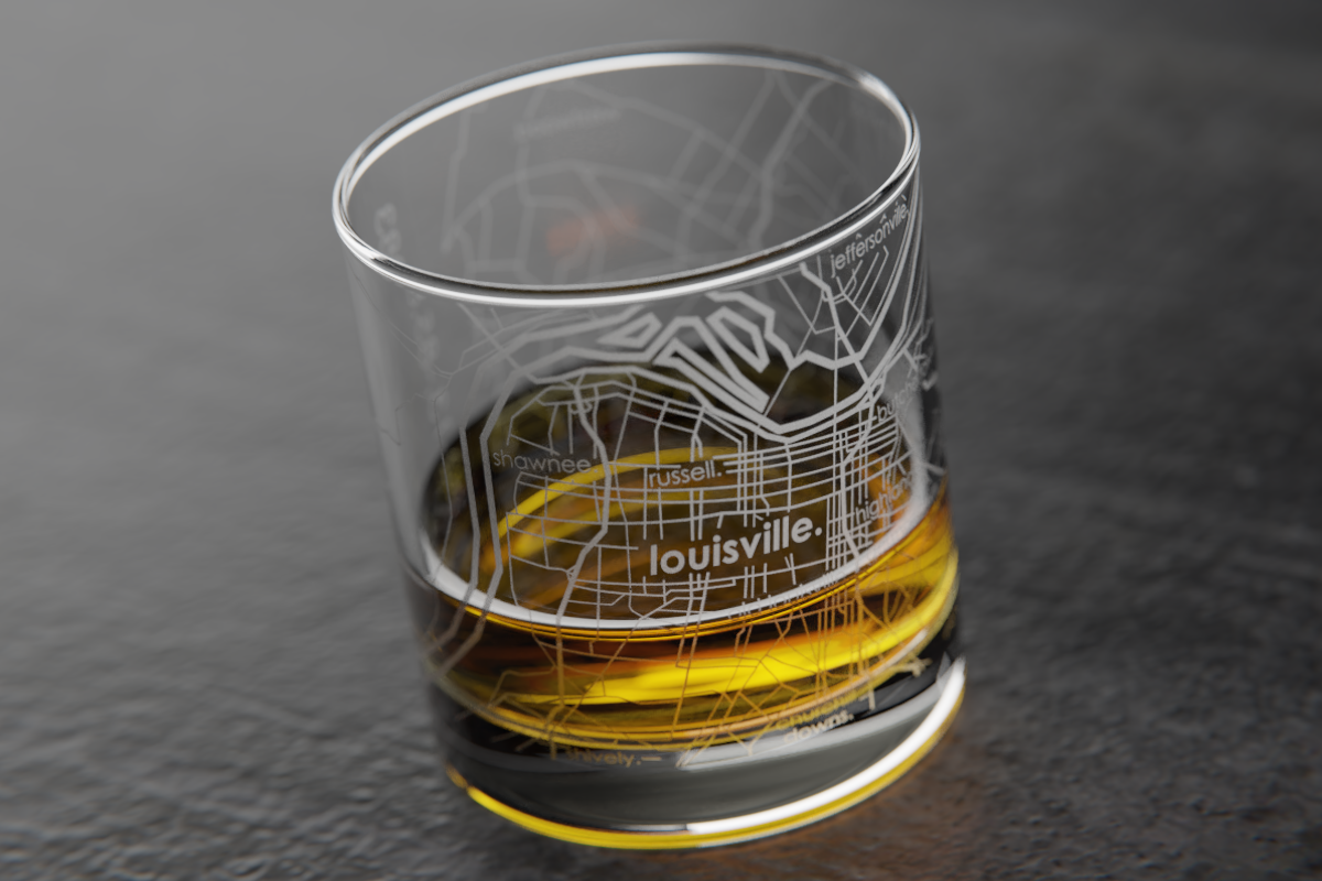 Louisville Map Rocks Glass