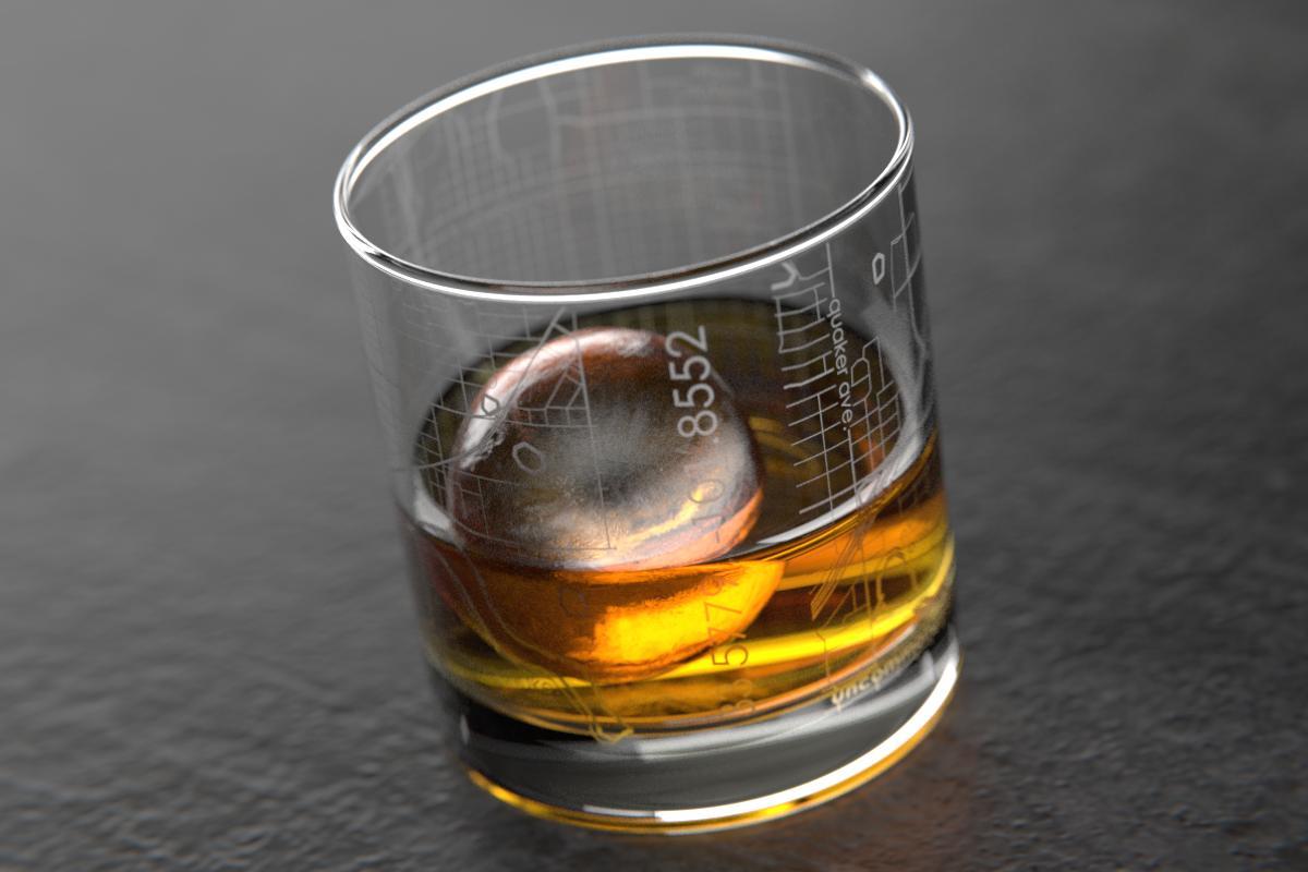 Lubbock TX Map Rocks Glass