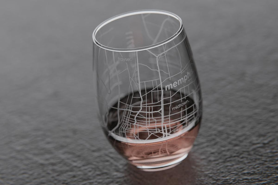 Memphis TN Map Stemless Wine Glass