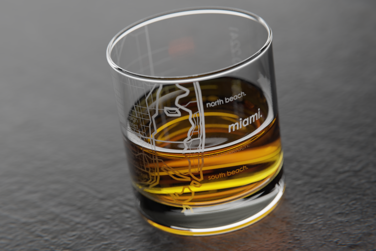 Miami Map Rocks Glass