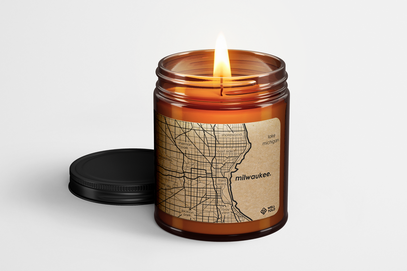 Home Town Map Candle - Amber