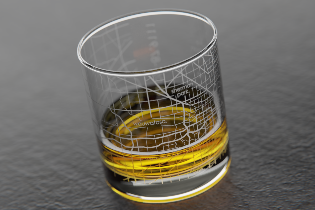 Milwaukee Map Rocks Glass