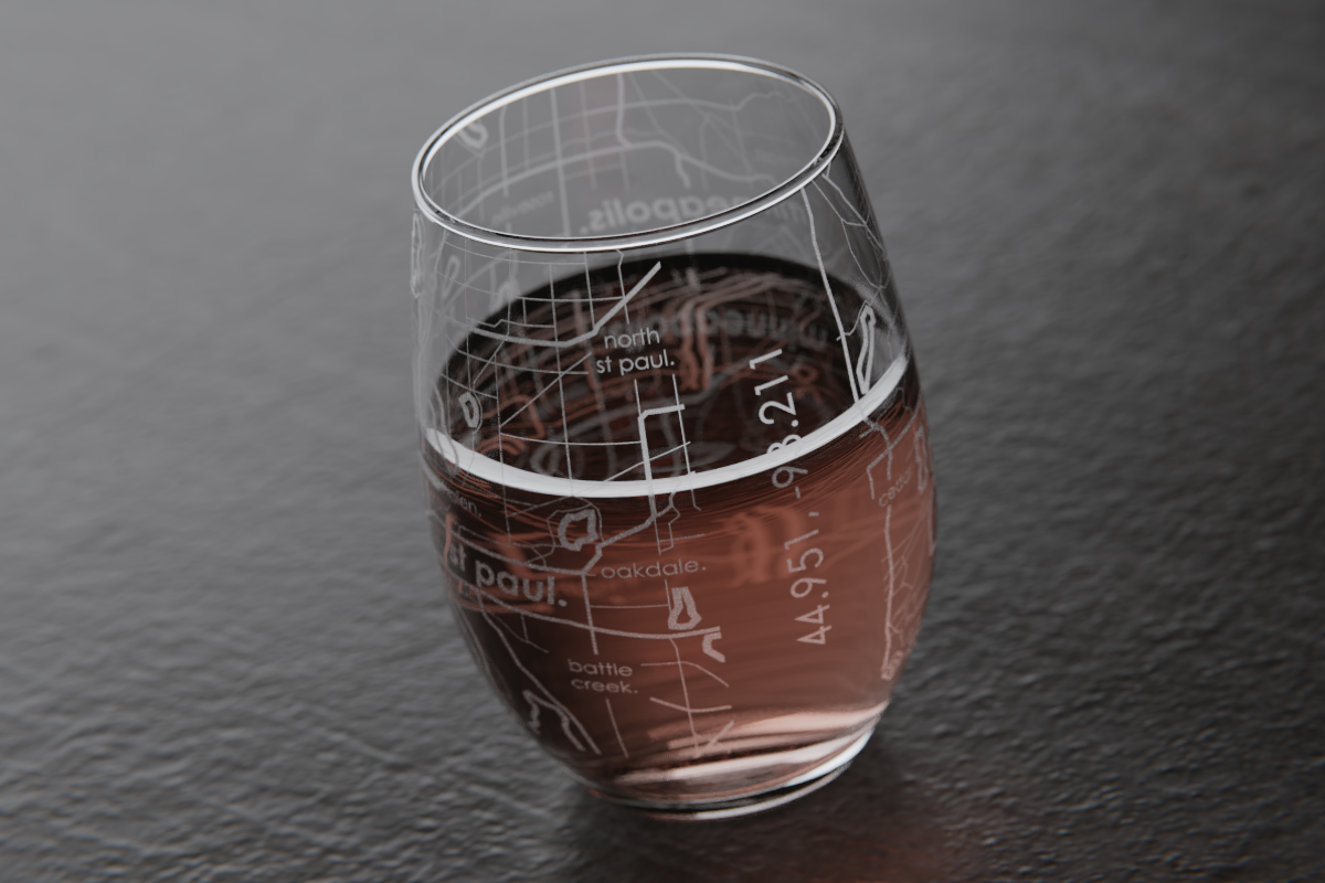 Minneapolis Map Stemless Wine Glass