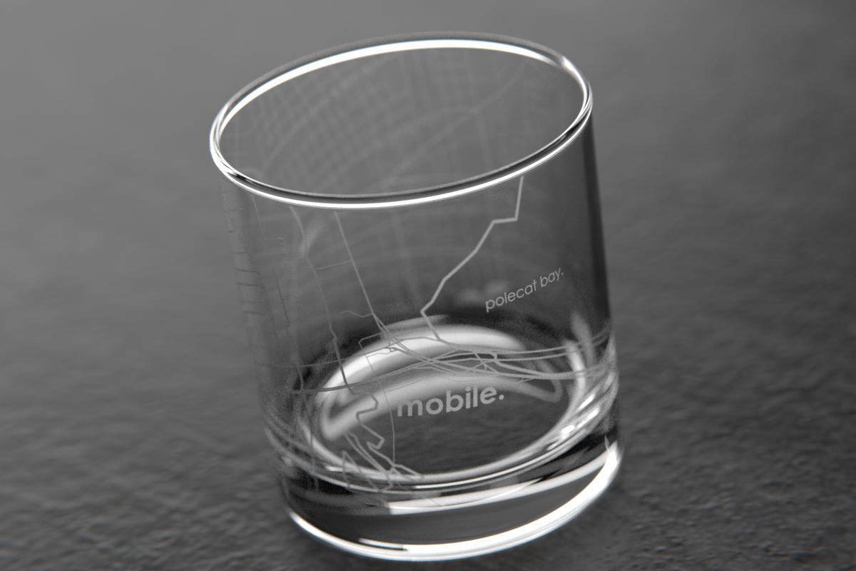 Mobile AL Map Rocks Glass