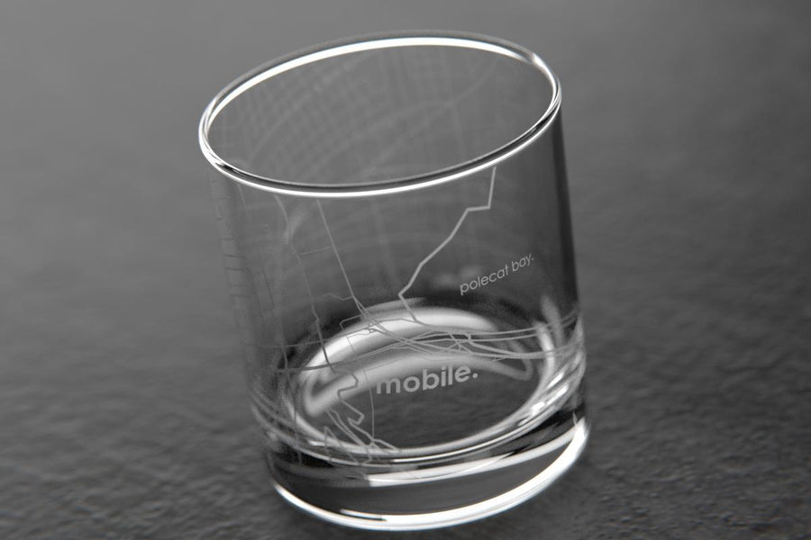 Mobile AL Map Rocks Glass