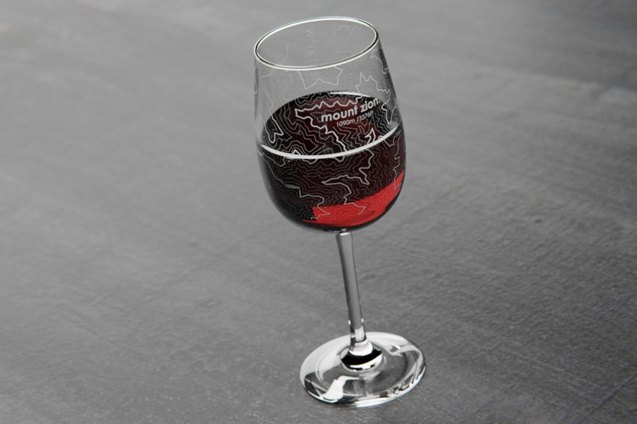 Topography Map Stemmed Wine Glass