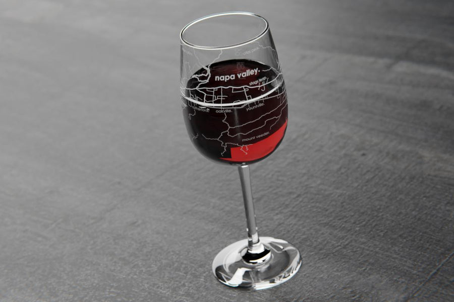Napa Valley Region Map Stemmed Wine Glass