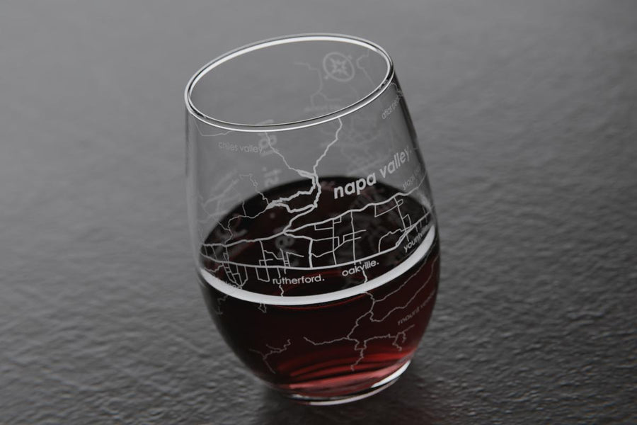 Napa Valley Region Map Stemless Wine Glass