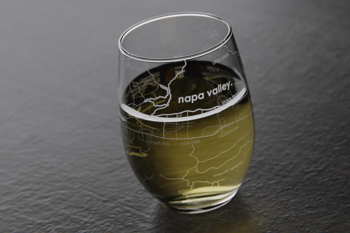 Napa Valley Region Map Stemless Wine Glass