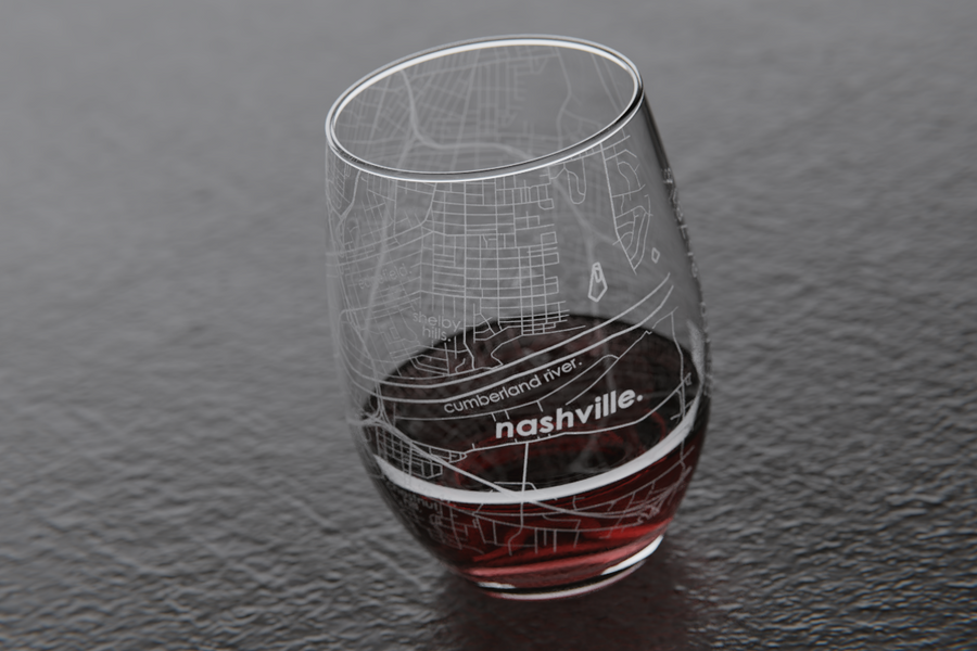 Nashville Map Stemless Wine Glass