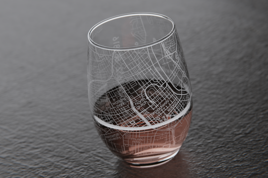 Nashville Map Stemless Wine Glass