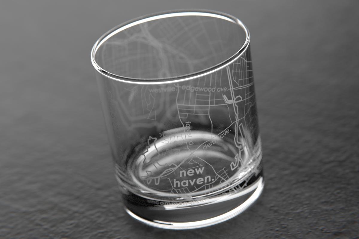 New Haven CT Map Rocks Glass