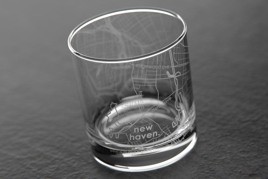 New Haven CT Map Rocks Glass