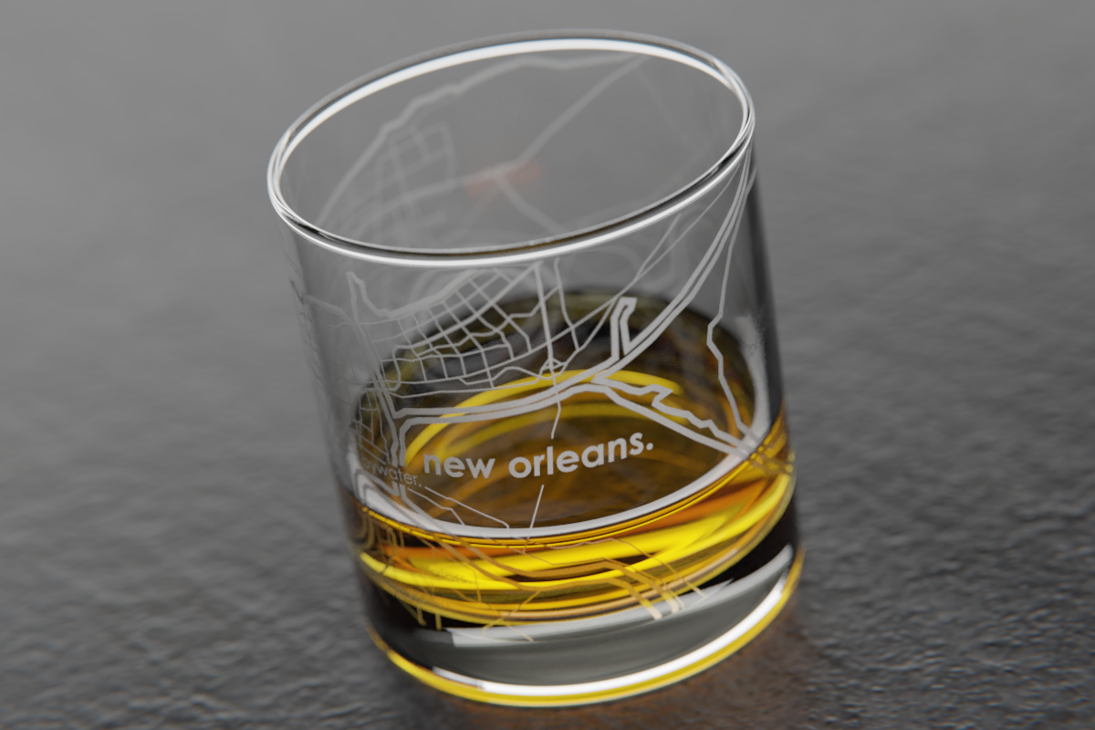 New Orleans Map Rocks Glass