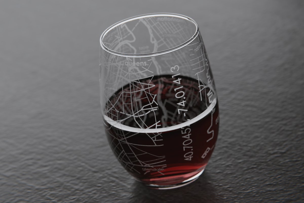 NYC Map Stemless Wine Glass