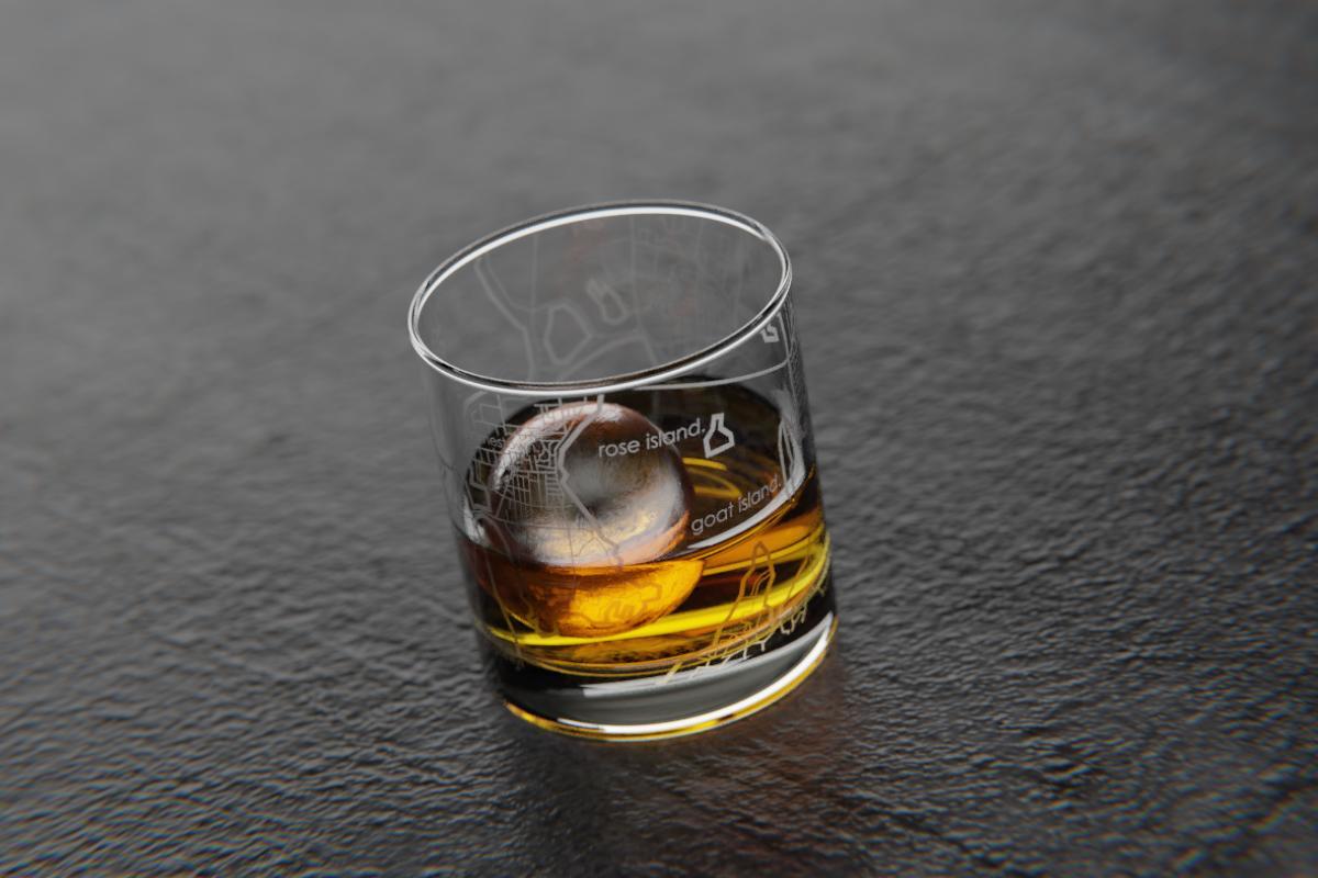 Newport RI Map Rocks Glass