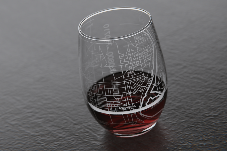 Niagara Map Stemless Wine Glass