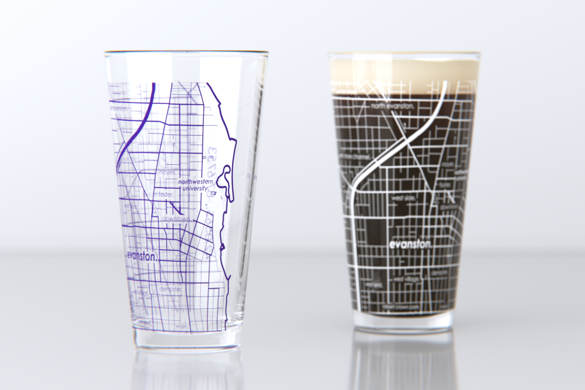 College Town Map Drinkware - Pint Pair - Printed Color Series