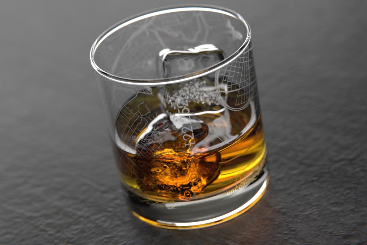 Oakland CA Map Rocks Glass