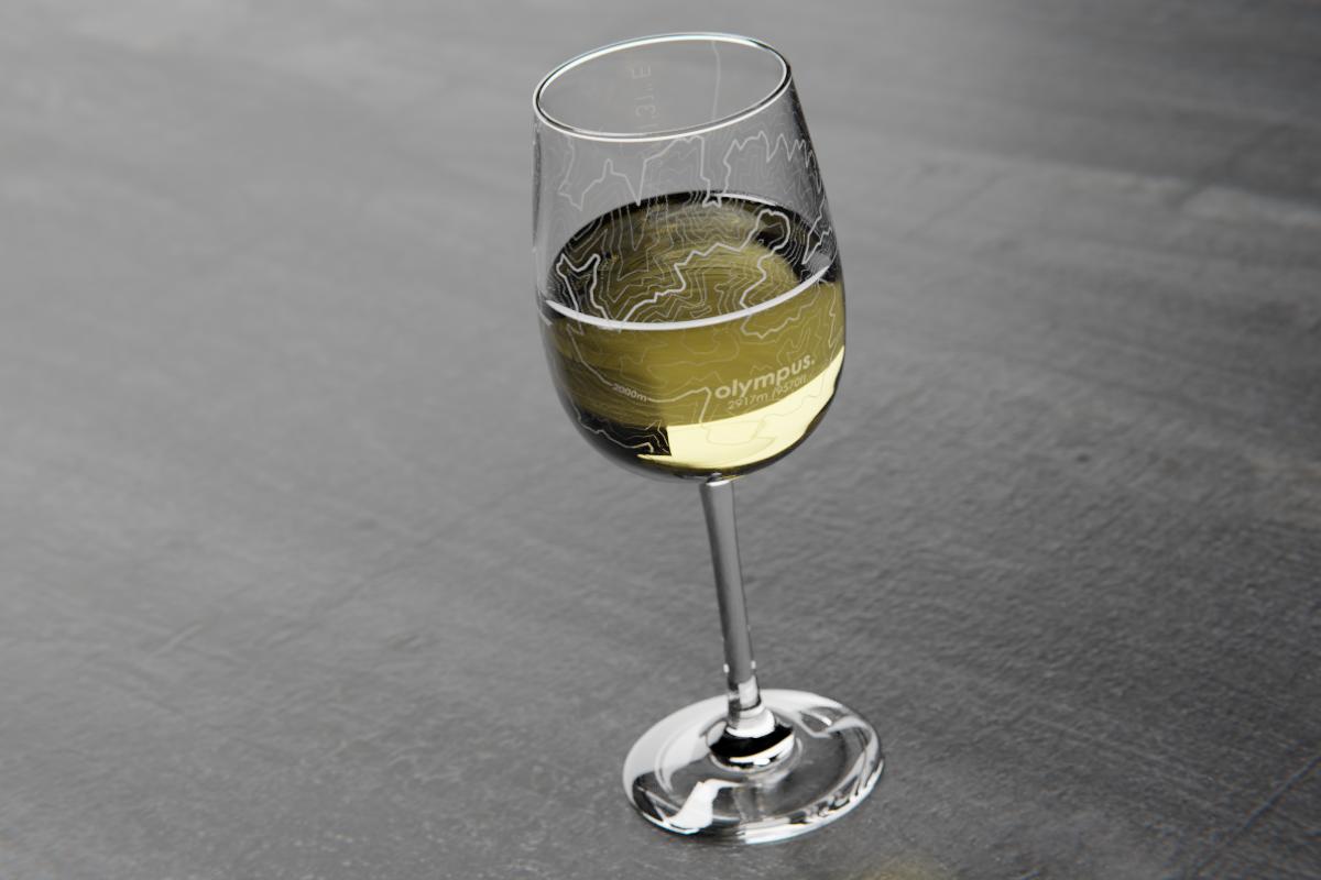 Topography Map Stemmed Wine Glass