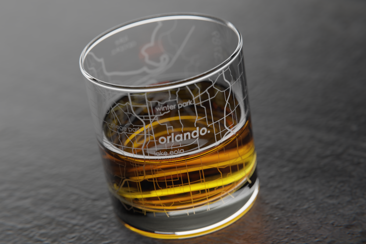Orlando Map Rocks Glass
