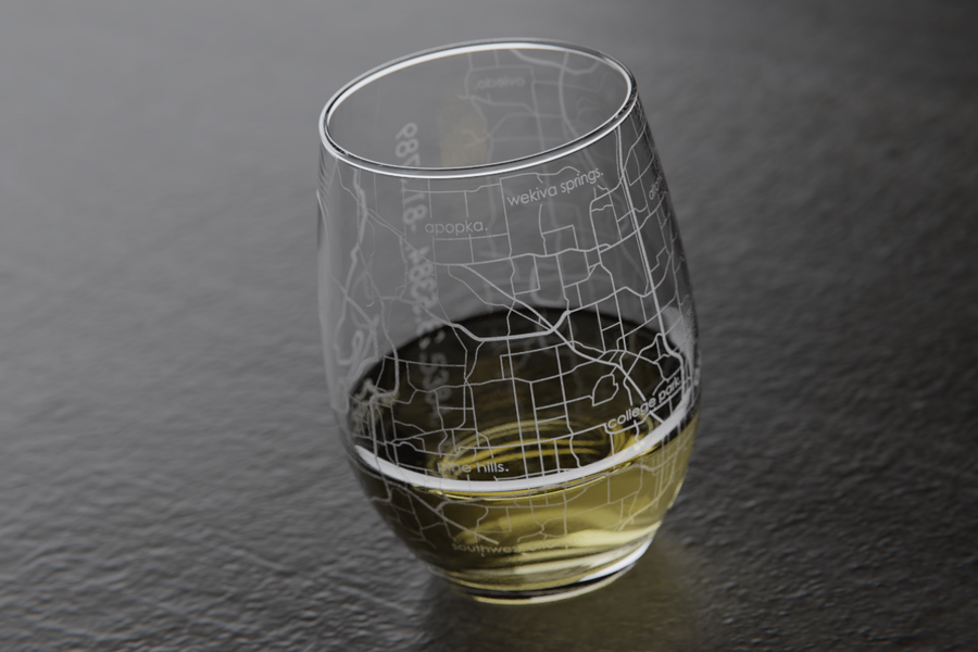 Orlando Map Stemless Wine Glass