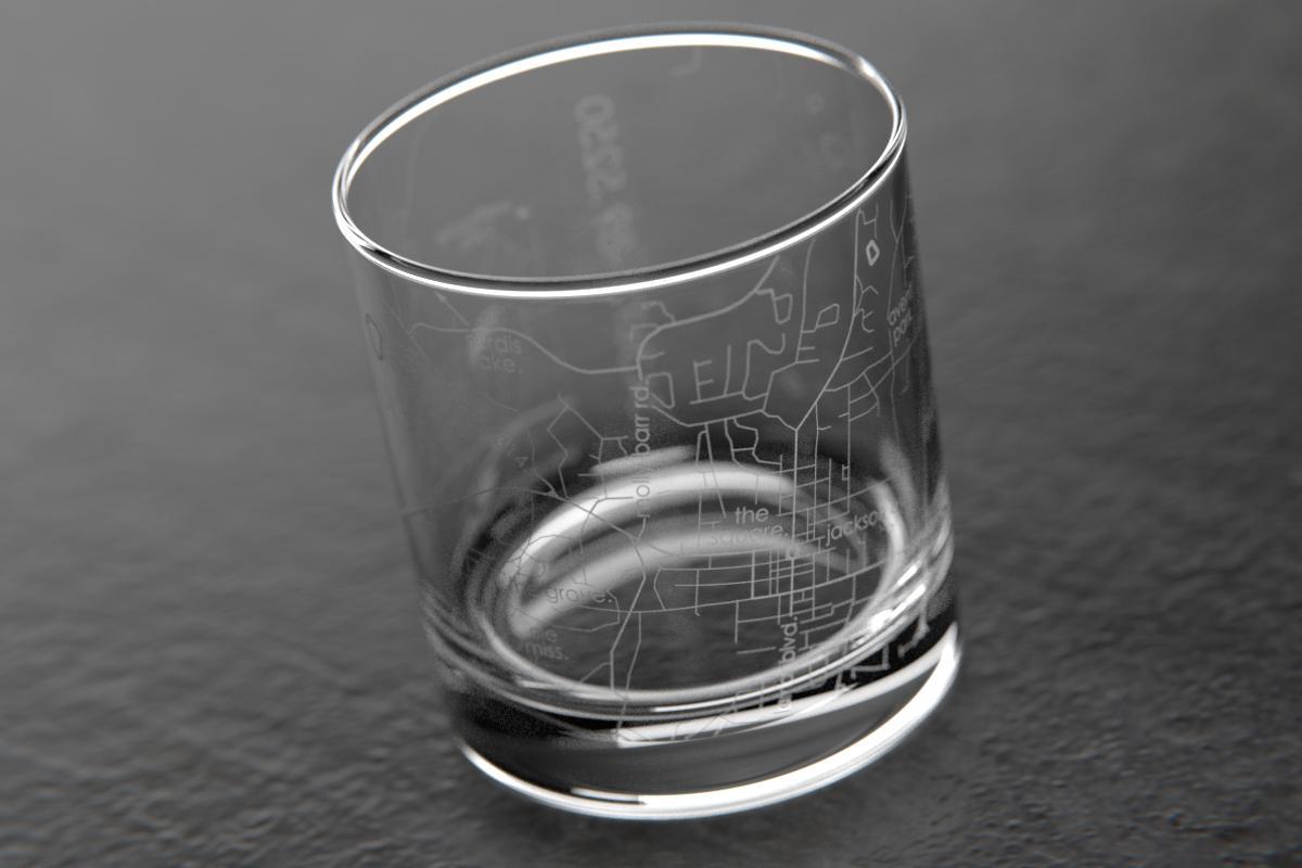 Oxford MS Map Rocks Glass