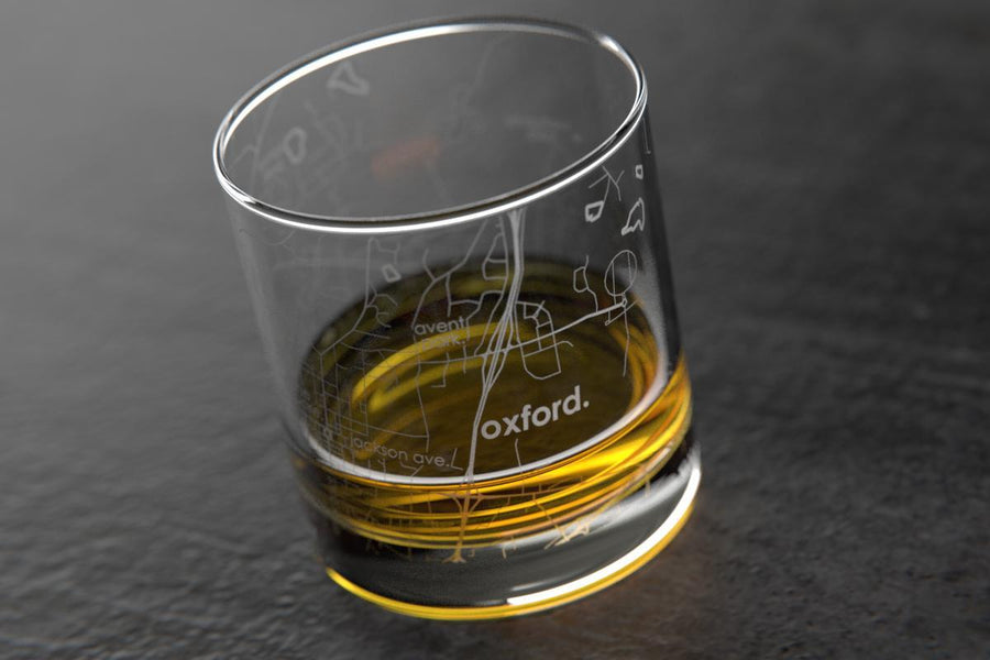 Oxford MS Map Rocks Glass