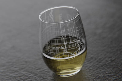 Phoenix AZ Map Stemless Wine Glass