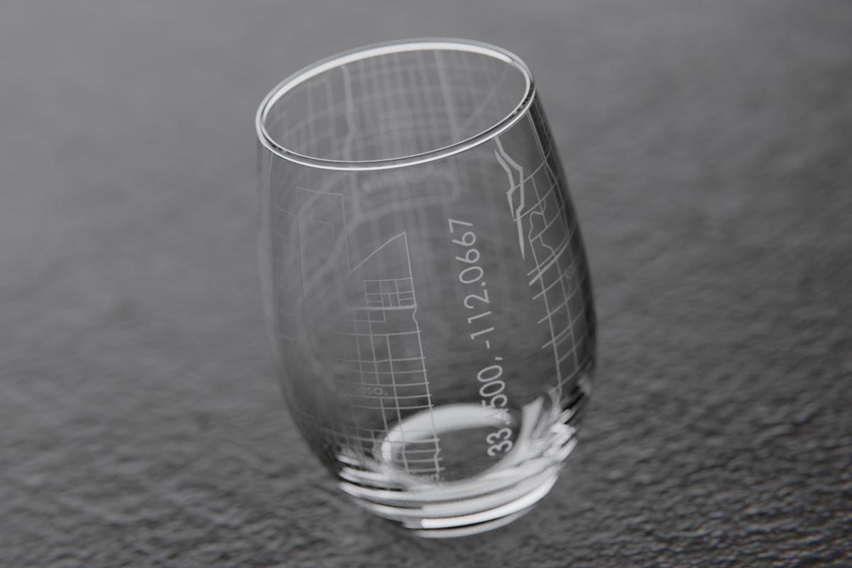 Phoenix AZ Map Stemless Wine Glass