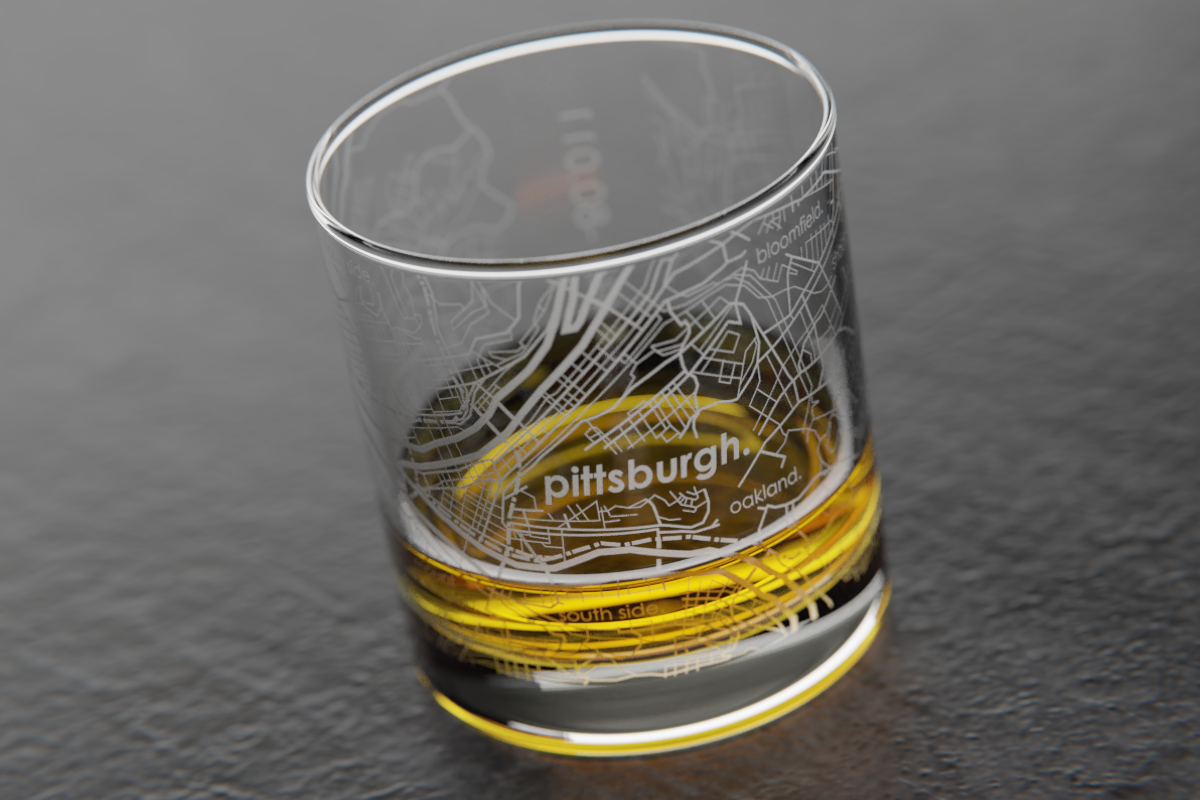 Pittsburgh Map Rocks Glass
