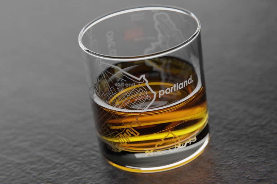 Portland, ME Map Rocks Glass