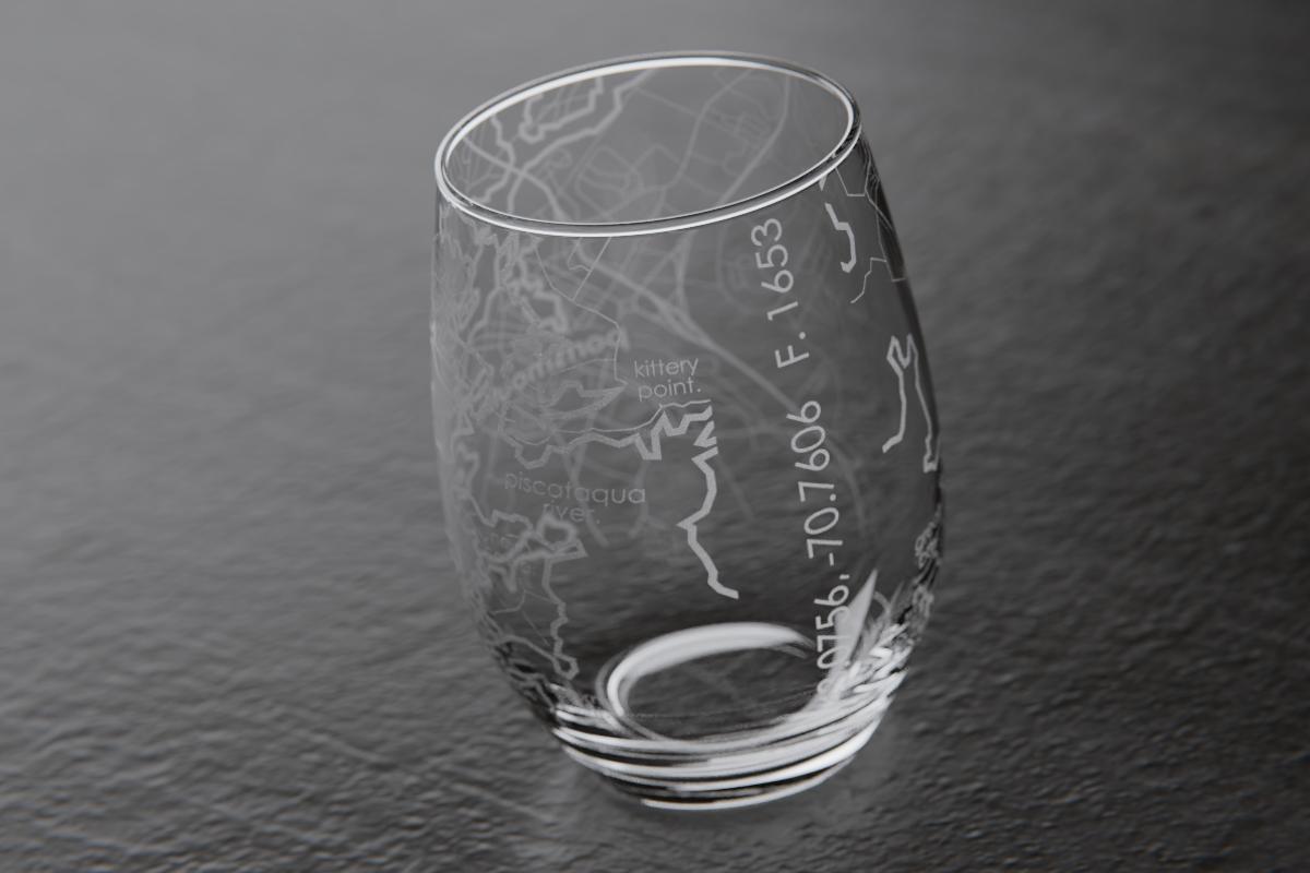 Portsmouth, NH Map Stemless Wine Glass