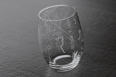 Portsmouth, NH Map Stemless Wine Glass