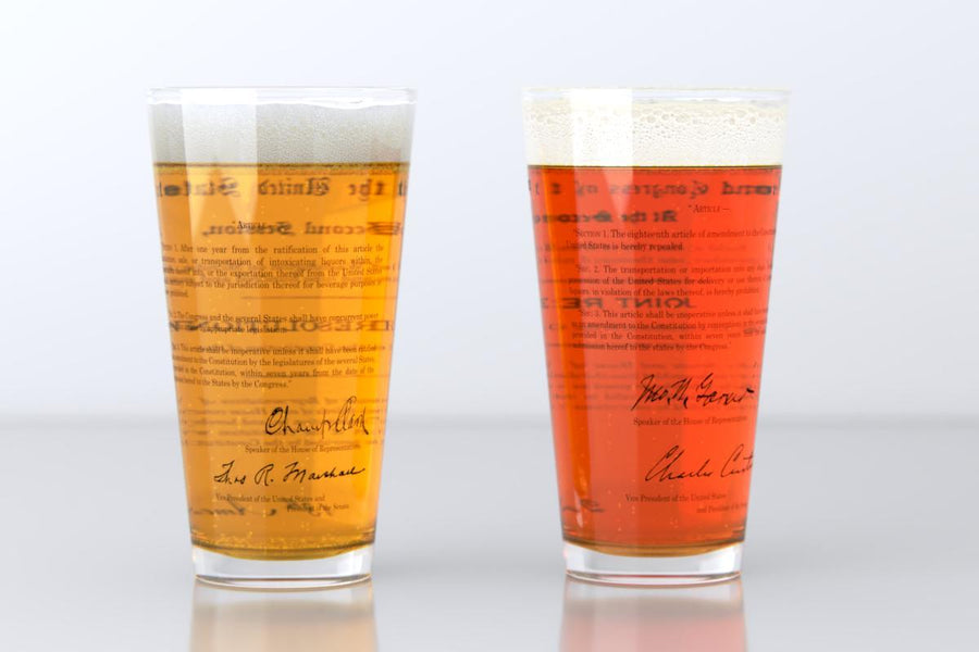 Prohibition Amendment Pint Glass Pair - 18th and 21st Amendment